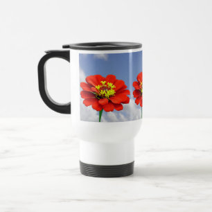 Zinnia rödblommor Mugg