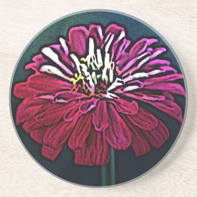 Zinnia Woodcut Underlägg Sandsten (Framsidan)