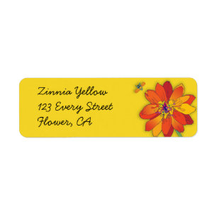 'Zinnia Yellow Returadress Etikett