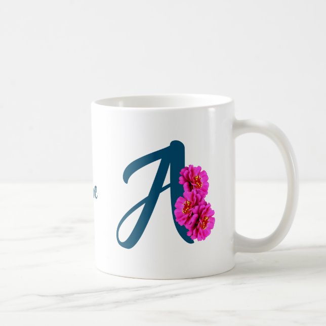 Zinniablommor Monogram Initial A Personlig Kaffemugg (Höger)
