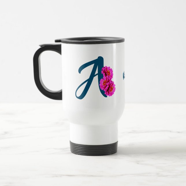 Zinniablommor Monogram Initial A Personlig Resemugg (Vänster)