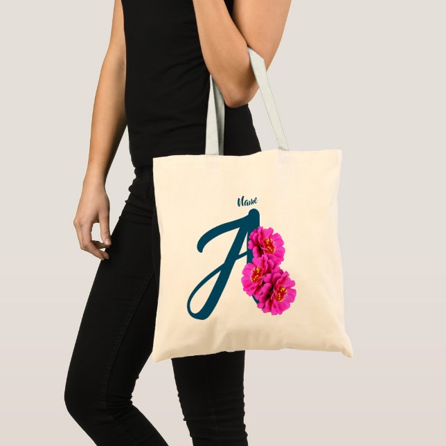 Zinniablommor Monogram Initial A Personlig Tygkasse (Framsida (produkt))