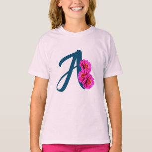 Zinniablommor Monogram initial A T Shirt