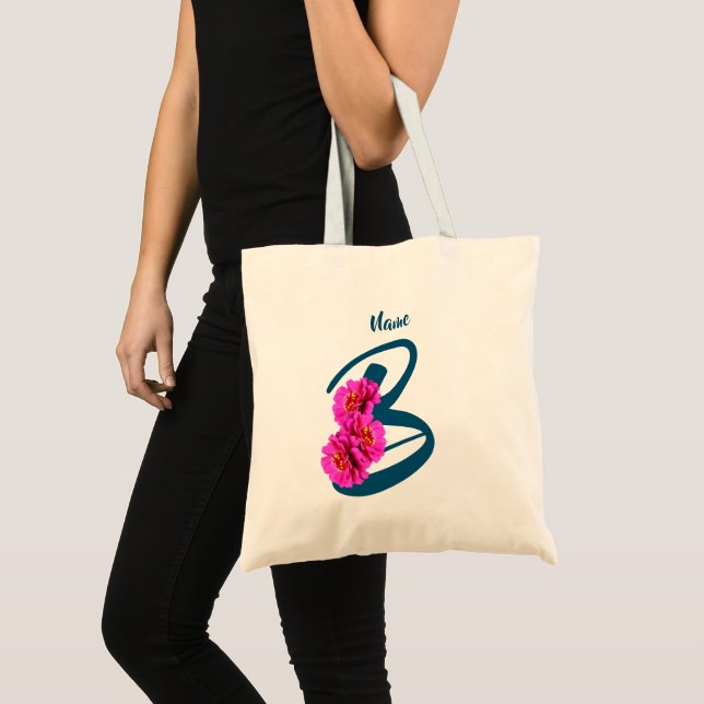 Zinniablommor Monogram Initial B Namn Tygkasse (Framsida (produkt))