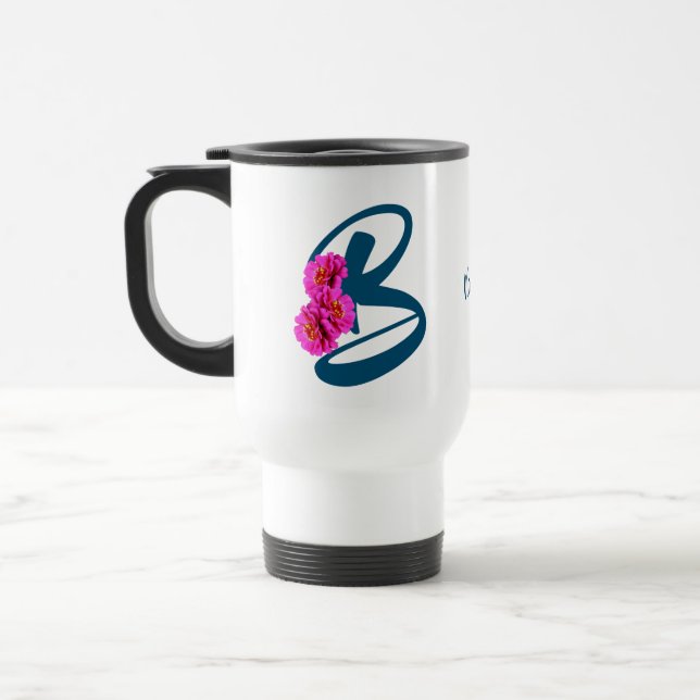 Zinniablommor Monogram Initial B Personlig Resemugg (Vänster)