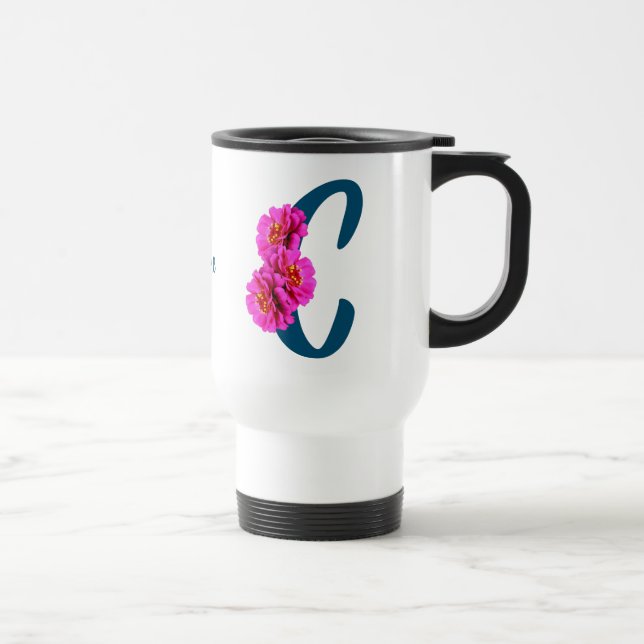 Zinniablommor Monogram Initial C Personlig Resemugg (Höger)