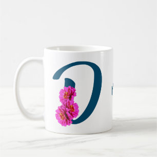 Zinniablommor Monogram Initial D Personlig Kaffemugg
