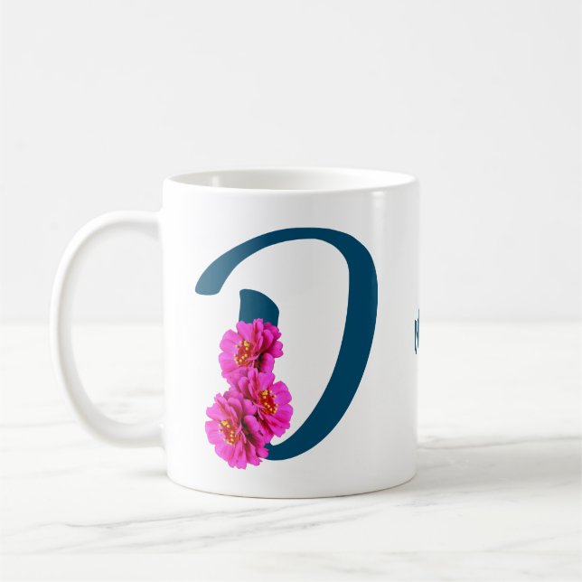 Zinniablommor Monogram Initial D Personlig Kaffemugg (Vänster)