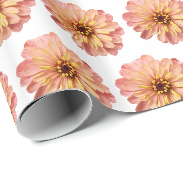 Zinnias Blommigt Fotografi av blommor Mönster Presentpapper (Rullad Hörn)