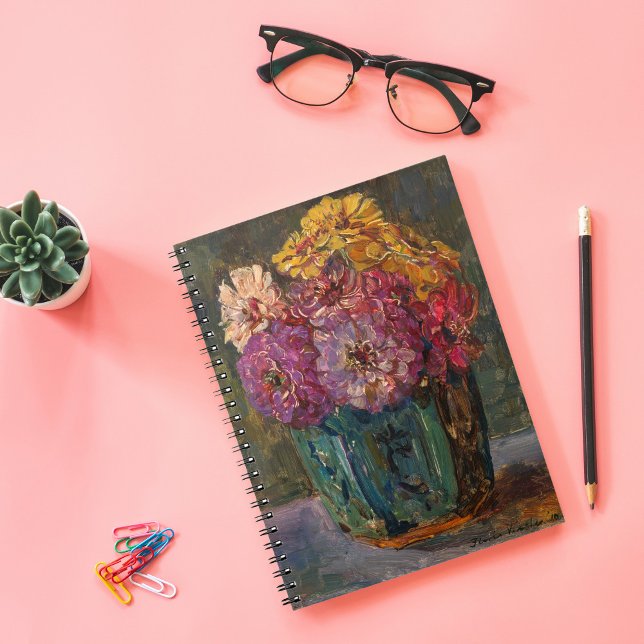 Zinnias i Grönt Burk | Floris Verster Anteckningsbok (Skapare uppladdad)