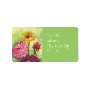 Zinnias Label Adressetikett