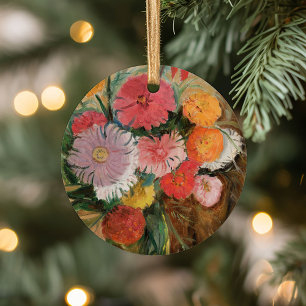 Zinnias och Asters   Tadeusz Makowski Julgransprydnad Keramik