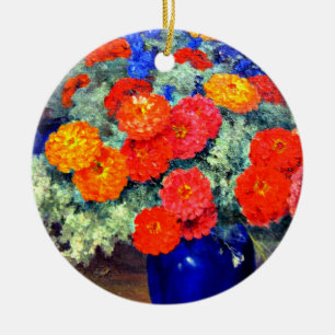 Zinnior, färgad och vacker julgransprydnad keramik