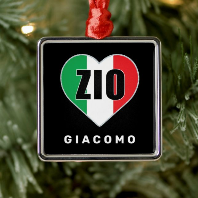 Zio jul Italienska Flagga Heart Ornament (Zio Italian Flag Heart Personalized Buon Natale Ornament)