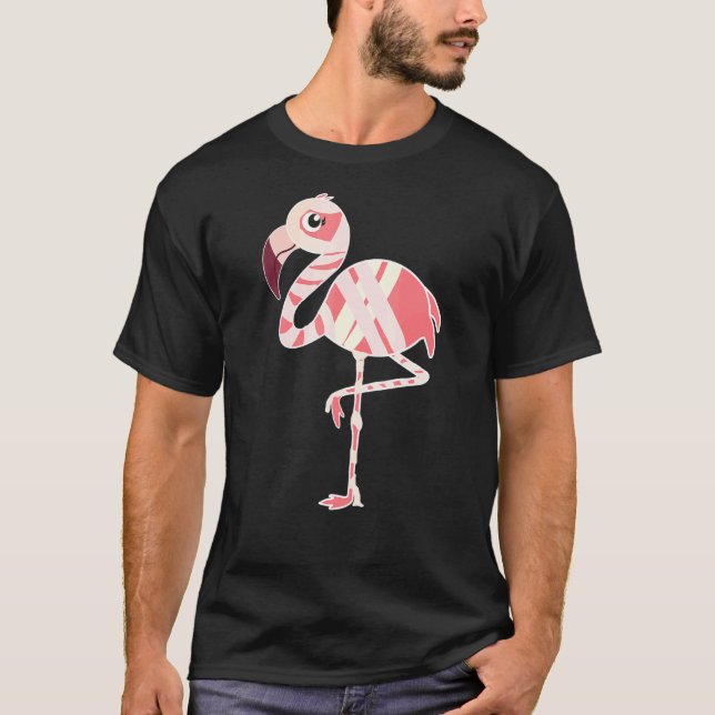 Ziombie Flamingo Bird Lycklig Flamingoween T Shirt (Framsida)