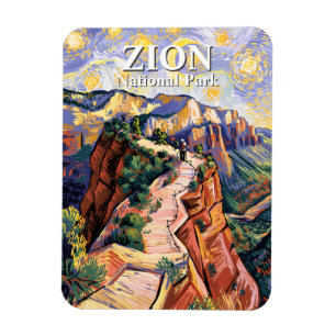 Zion Angels Landing vandringsled Färgrik Van Gogh Magnet