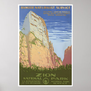 Zion Art Zion Nationalpark Poster 1930s WPA Tryck