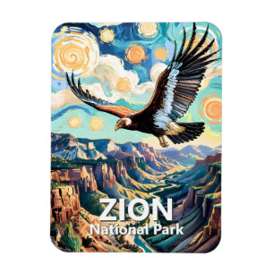 Zion Canyon Fågel Kalifornisk Kondor Livlig Van Go Magnet