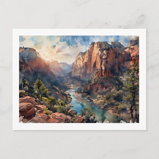 Zion Canyon vid soluppgången,  Vykort (Framsida)