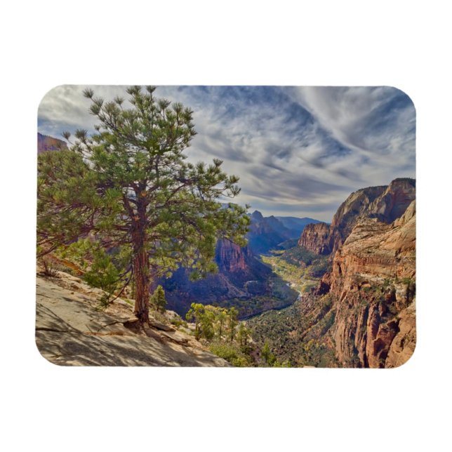 Zion Canyon-vy från Angels Landing Magnet (Horisontell)