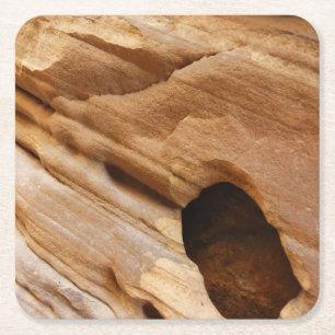 Zion Canyon Wall I Abstrakt Natur Fotografi Underlägg Papper Kvadrat