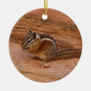 Zion Chipmunk på Red Sten Julgransprydnad Keramik
