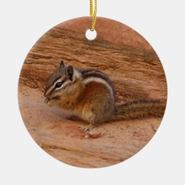 Zion Chipmunk på Red Sten Julgransprydnad Keramik (Framsidan)