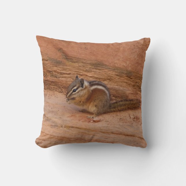 Zion Chipmunk på Red Sten Kudde (Framsida)