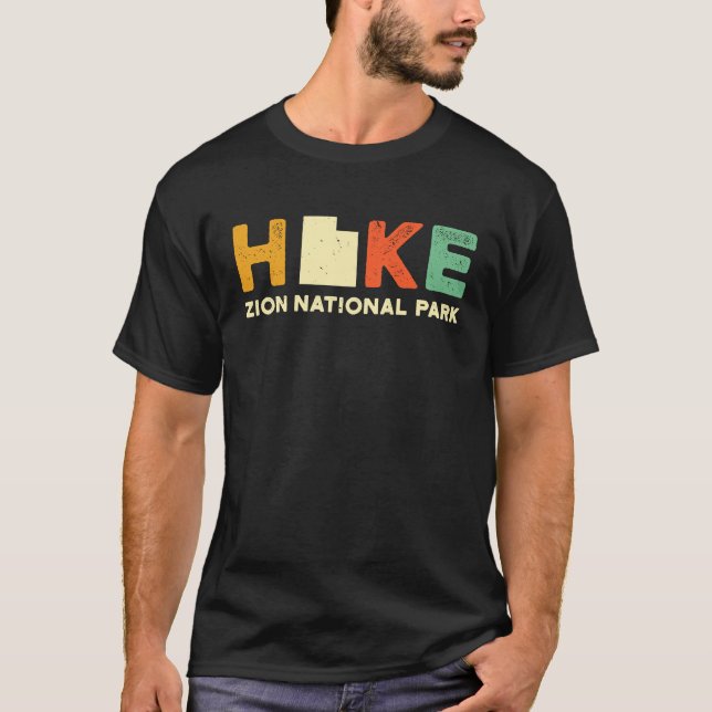 Zion Hiking Souvernir  Hiker  Hike Yosemite Map T Shirt (Framsida)
