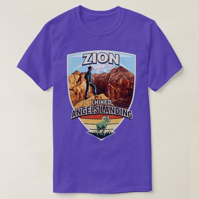 Zion I Hiked Änglar, Hiker och Bighorn Shee T Shirt (Design framsida)