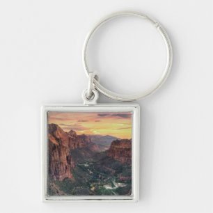 Zion kanjonnationalpark fyrkantig silverfärgad nyckelring