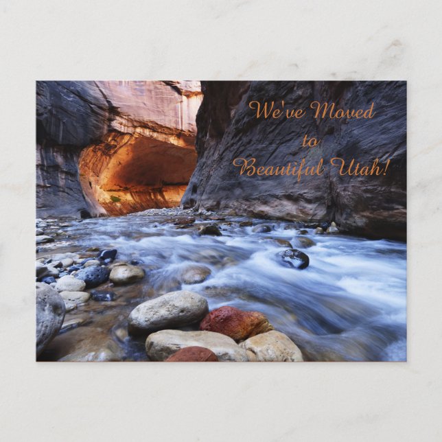 Zion Narrows, Nytt adress tillkännagivande Meddelande Vykort (Framsida)