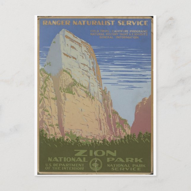 Zion National Park 1938 Springdale Utah Vykort (Framsida)