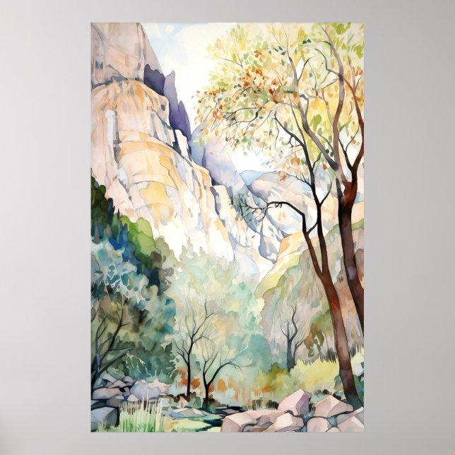 Zion National Park Akvarell Poster (Framsidan)