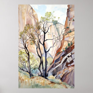 Zion National Park Akvarell Poster