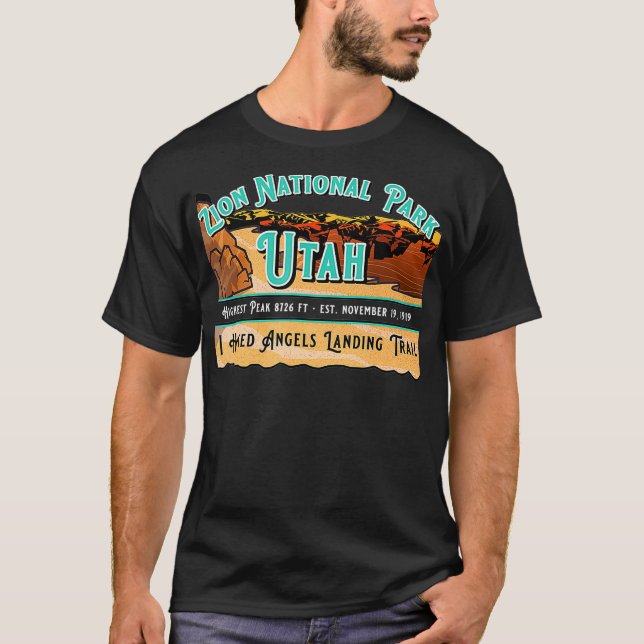 Zion National Park I Hick Änglar Landningsbana T Shirt (Framsida)