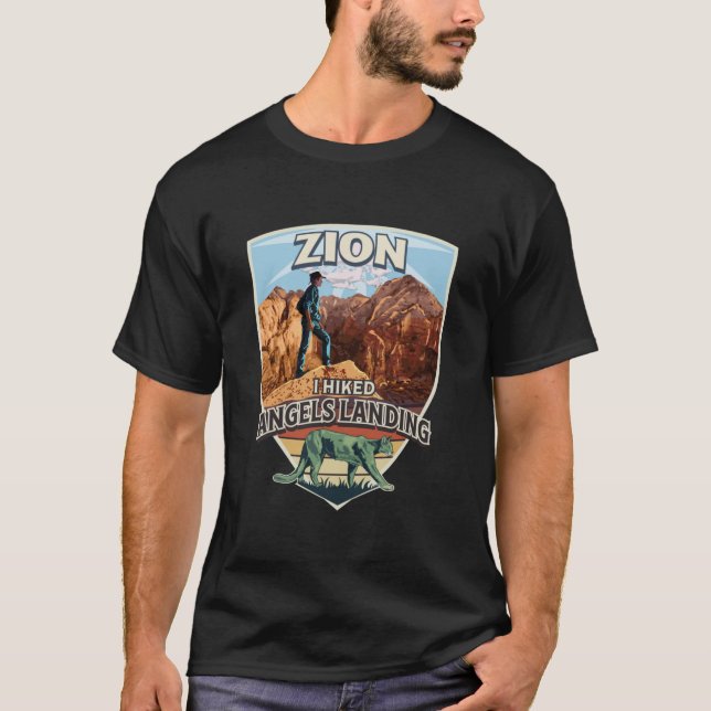 Zion National Park I Hickor Änglar Landning Cougar T Shirt (Framsida)