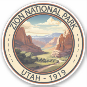 Zion National Park Illustration Travel Art Klistermärken
