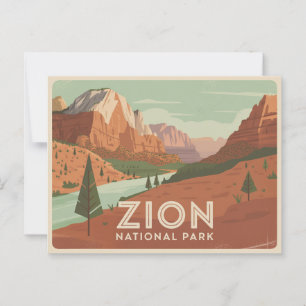 Zion National Park Postcard Retro Vykort