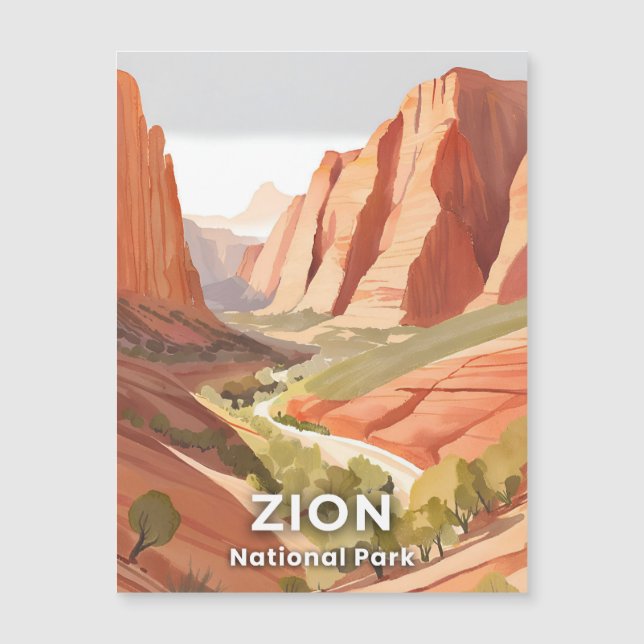 Zion National Park | Resa akvarell dal kort (Framsida)