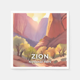 Zion National Park | Resa Akvarell Pappersservett