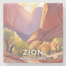 Zion National Park | Resa Akvarell Stenunderlägg