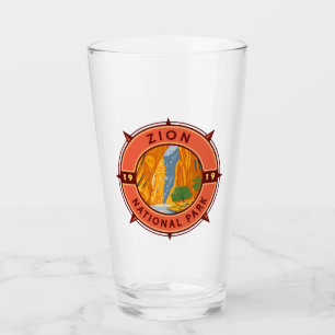 Zion National Park Retro Compass Emblem Glaskopp