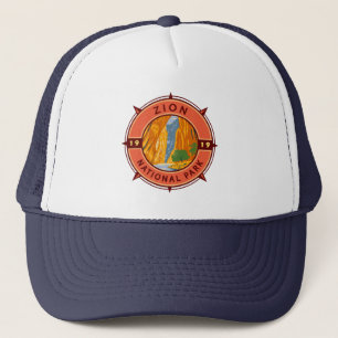 Zion National Park Retro Compass Emblem Keps