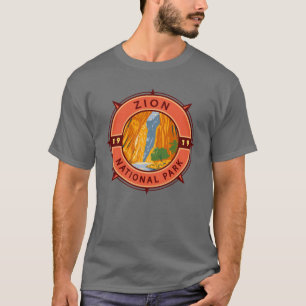 Zion National Park Retro Compass Emblem T Shirt