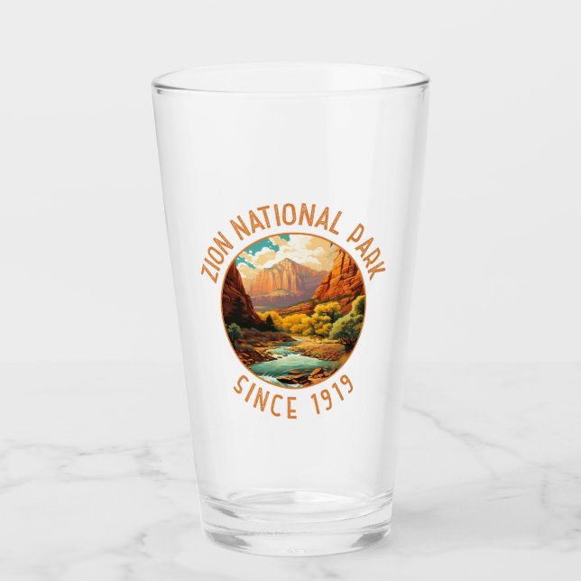 Zion National Park Retro Distress Circle Glaskopp (Framsida)