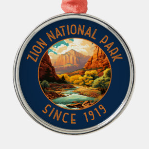 Zion National Park Retro Distress Circle Julgransprydnad Metall