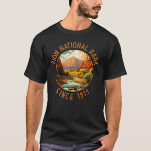 Zion National Park Retro Distress Circle T Shirt