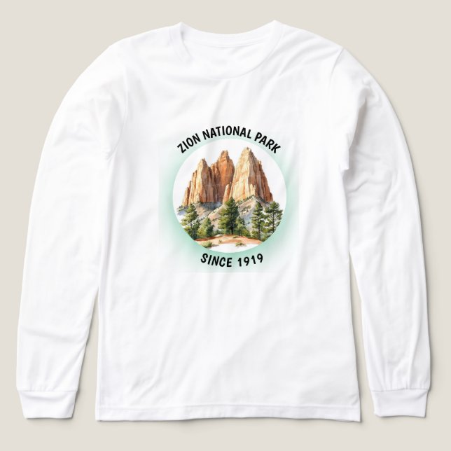 Zion National Park Retro Distressed Circle T-Shirt (Design framsida)
