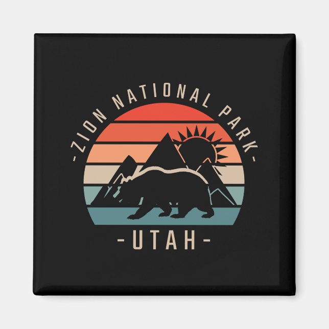 Zion National Park Retro Magnet (Framsidan)